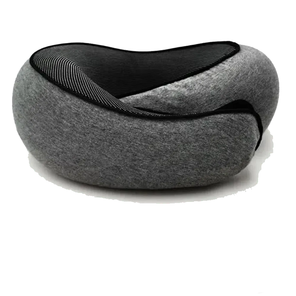 Oreiller-voyage-soutient-du-cou-gris-noir Coussin Cervical de Voyage Ergonomique à Mémoire de Forme – Image 1